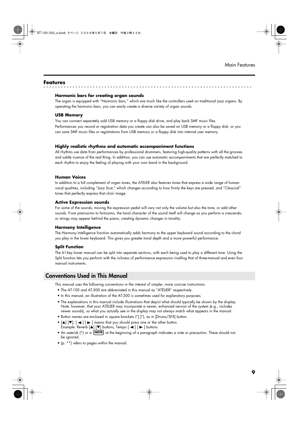 Conventions used in this manual | Roland ATELIER AT-300 User Manual | Page 11 / 148