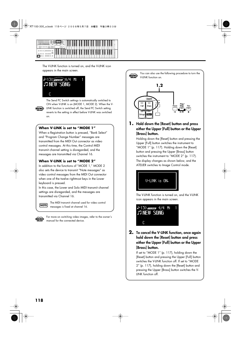 118 various other settings | Roland ATELIER AT-300 User Manual | Page 120 / 148