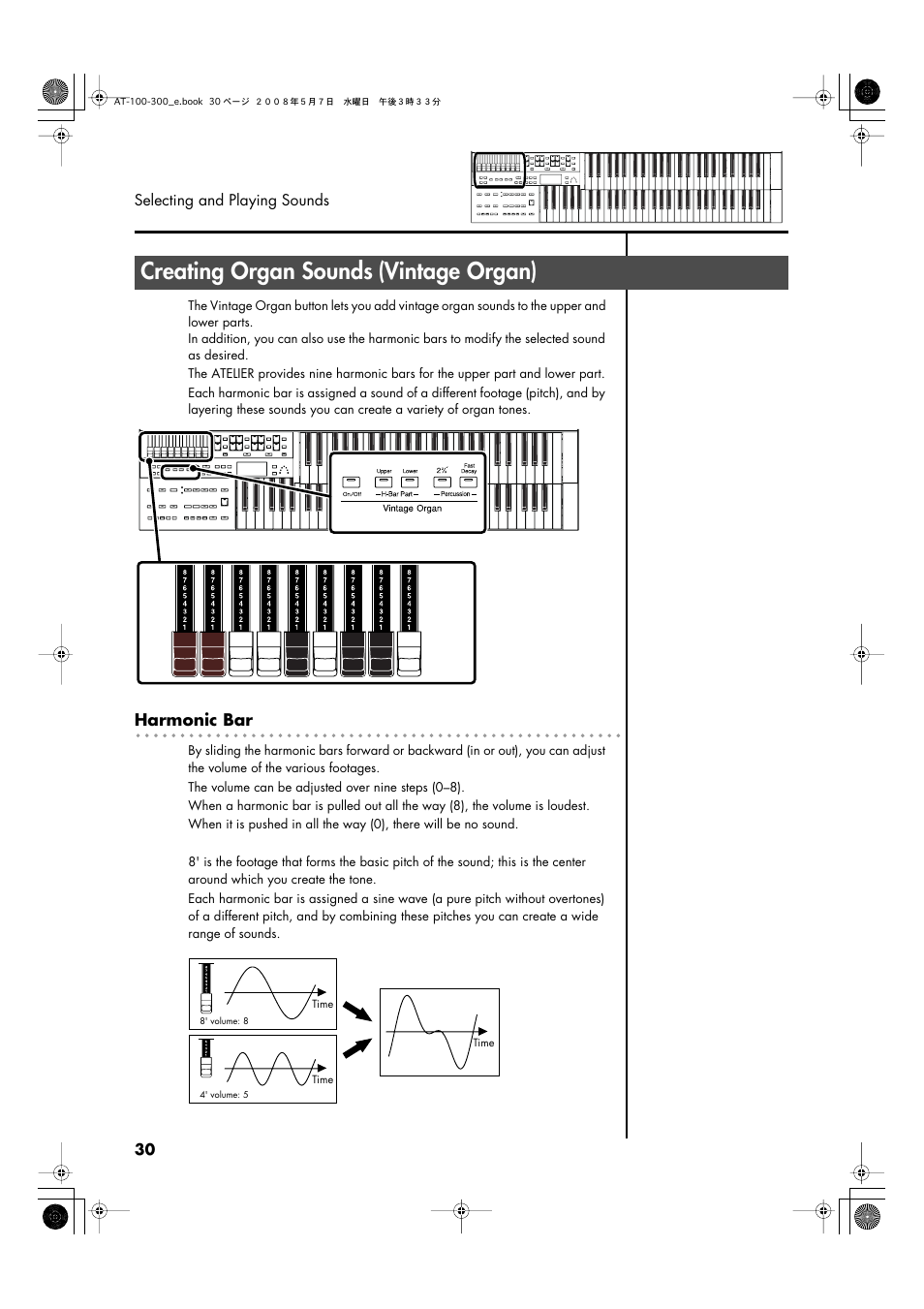 Creating organ sounds (vintage organ), P. 30), Creating organ sounds | Vintage organ) | Roland ATELIER AT-300 User Manual | Page 32 / 148