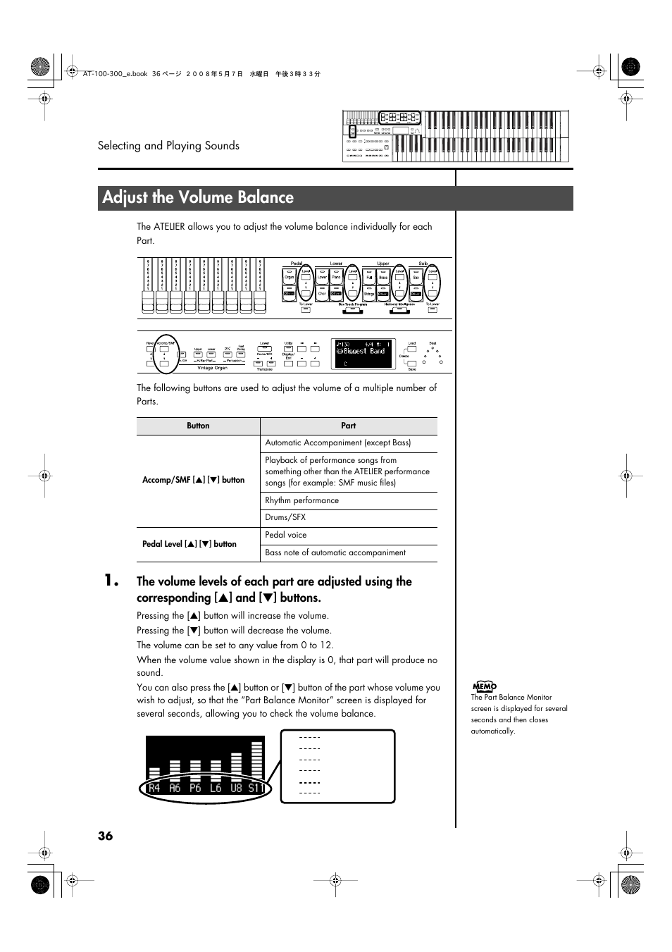 Adjust the volume balance, P. 36), P. 36, p. 77) | Roland ATELIER AT-300 User Manual | Page 38 / 148