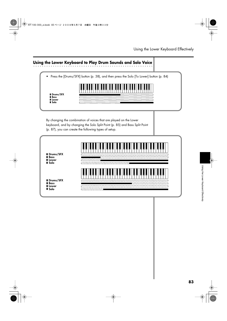 83 using the lower keyboard effectively | Roland ATELIER AT-300 User Manual | Page 85 / 148