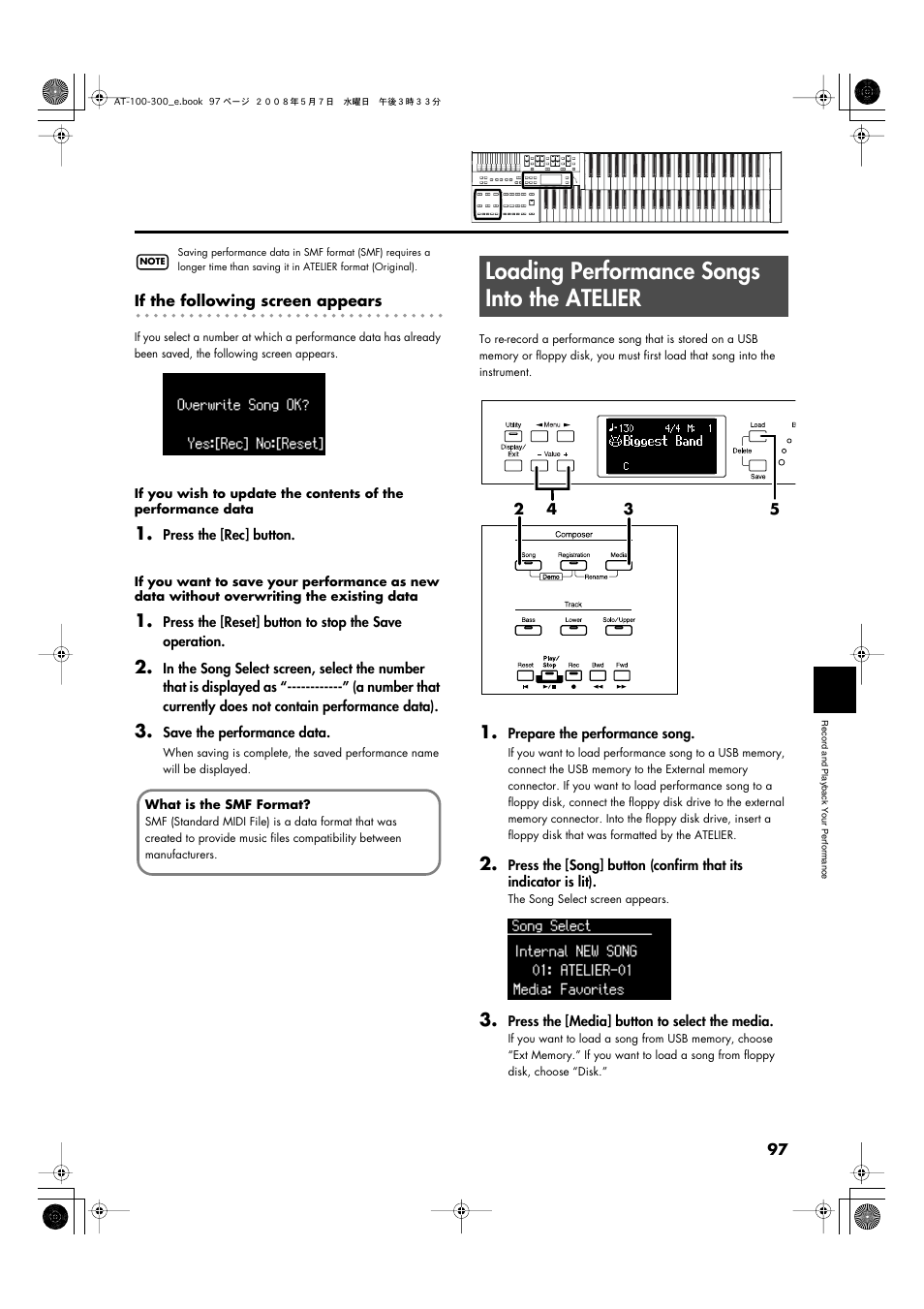 Loading performance songs into the atelier | Roland ATELIER AT-300 User Manual | Page 99 / 148