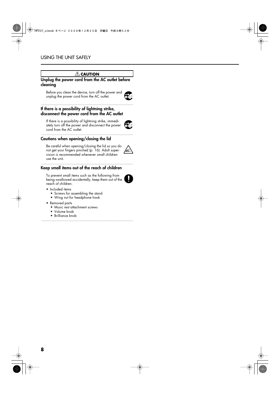 Roland HP-207 User Manual | Page 10 / 120