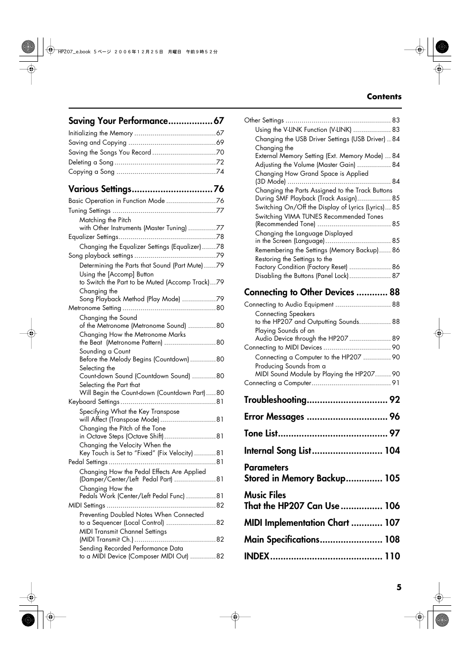 Roland HP-207 User Manual | Page 7 / 120