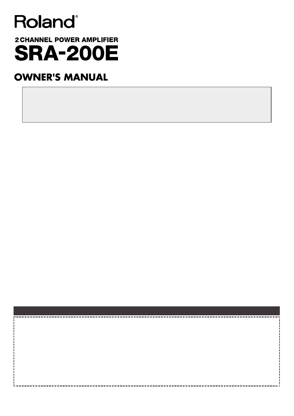 Roland SRA-200E User Manual | 18 pages