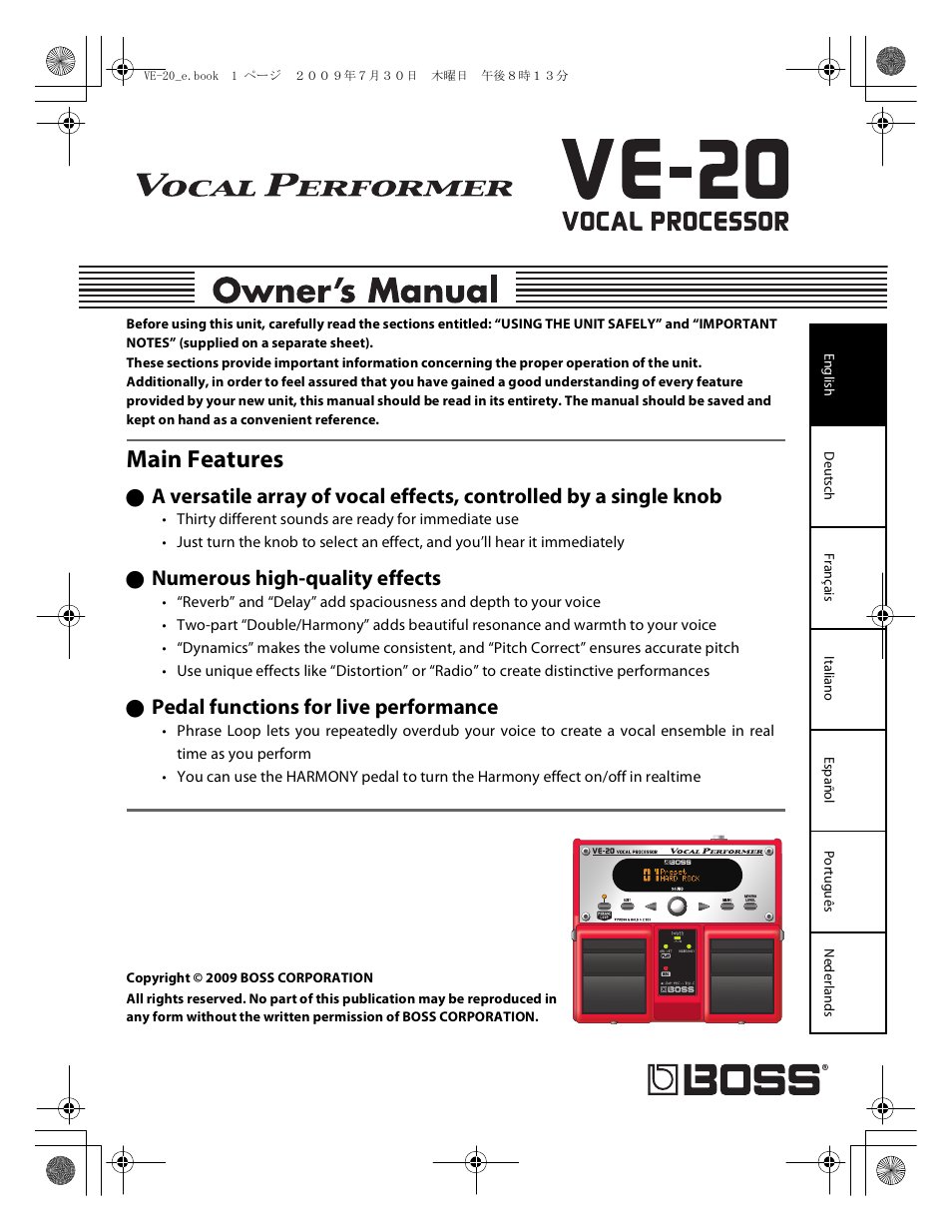 Roland VE-20 User Manual | 20 pages
