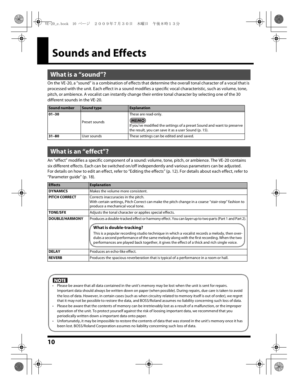 Sounds and effects, What is a “sound”? what is an “effect, What is a “sound | What is an “effect | Roland VE-20 User Manual | Page 10 / 20