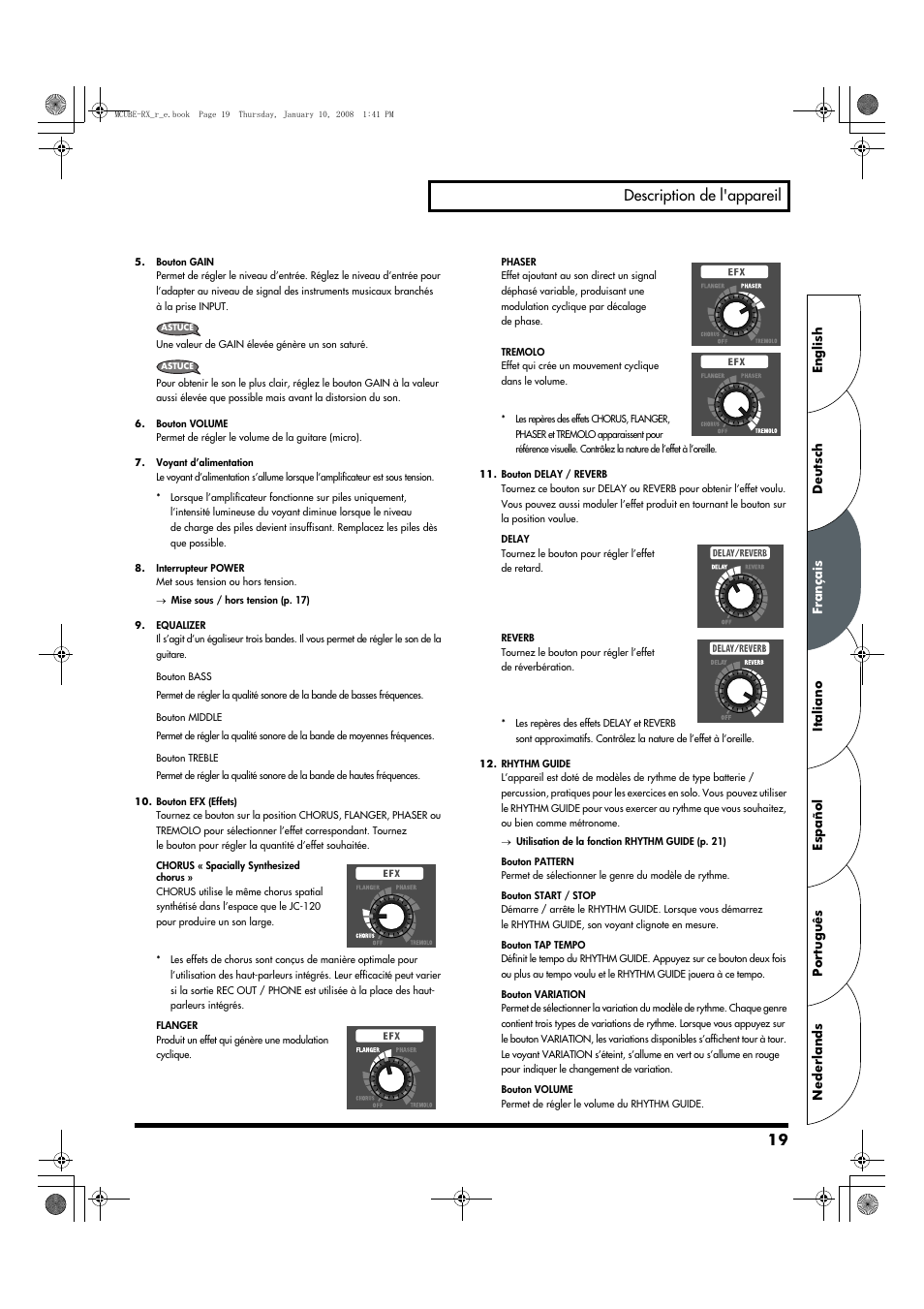 19 description de l'appareil | Roland JC-120 User Manual | Page 19 / 52