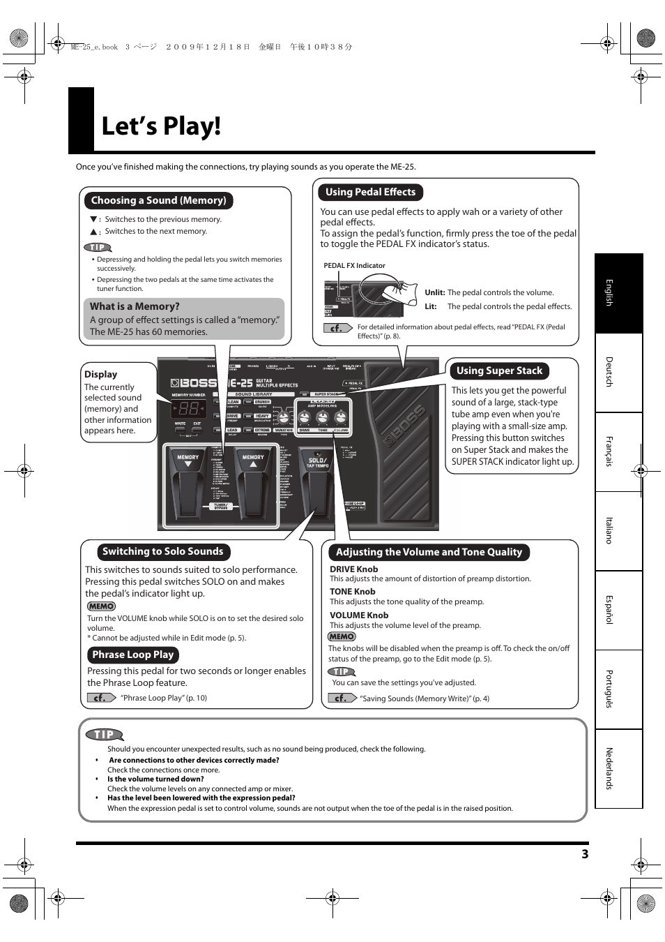 Let’s play | Roland ME-25 User Manual | Page 3 / 14