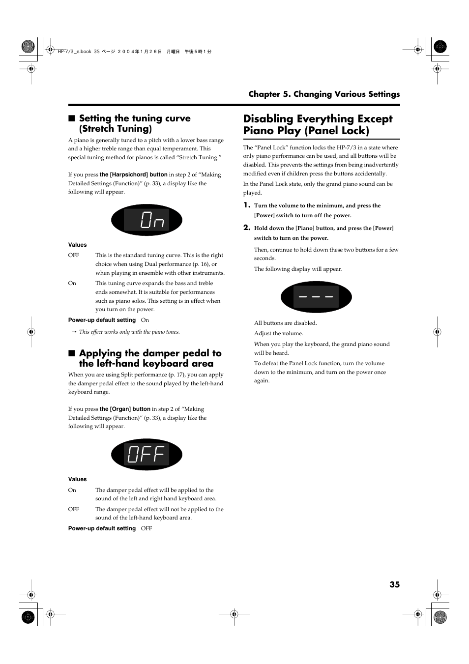 Setting the tuning curve (stretch tuning), P. 35 | Roland HP-7/3 User Manual | Page 35 / 52