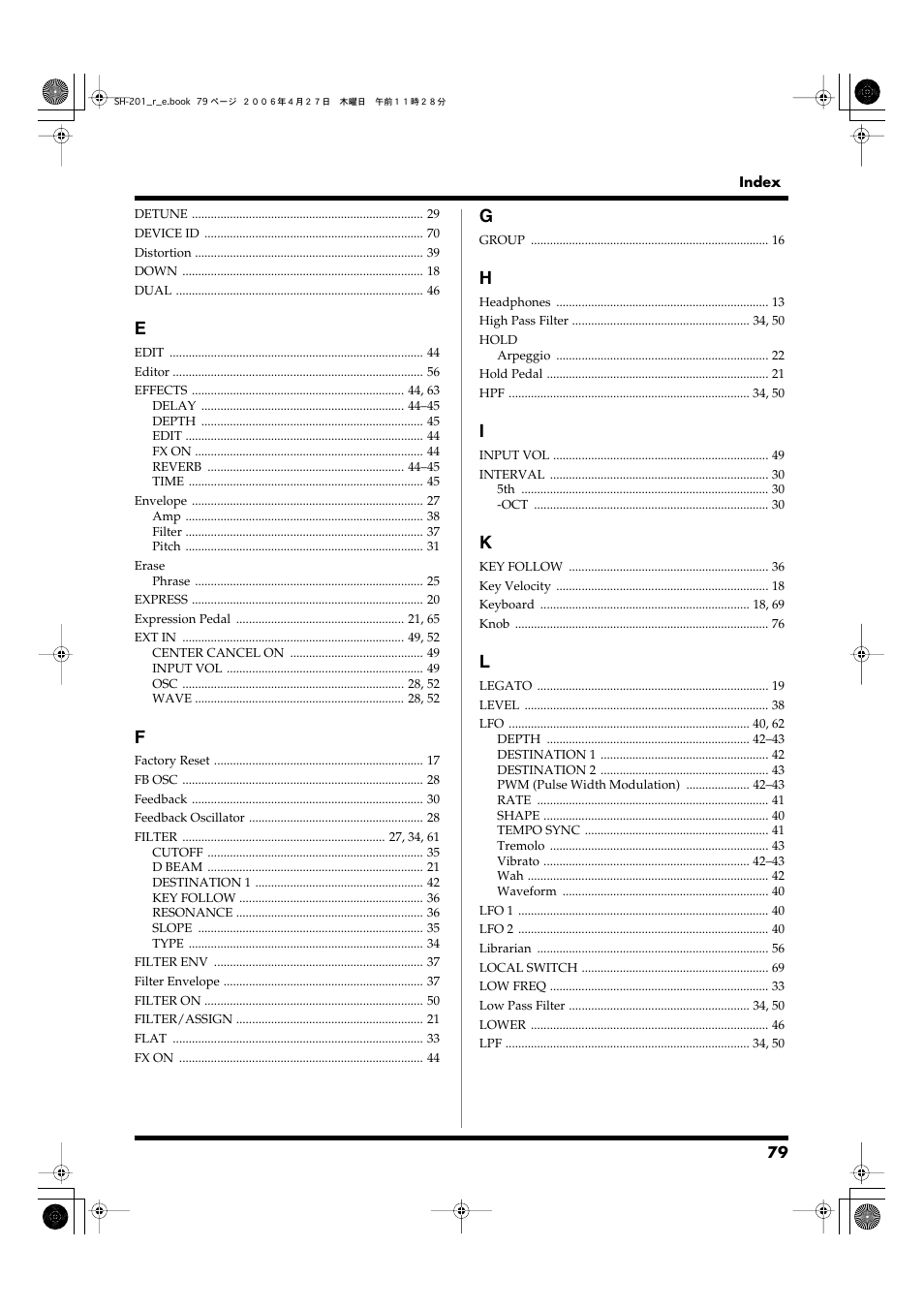 Roland SH-201 User Manual | Page 79 / 84