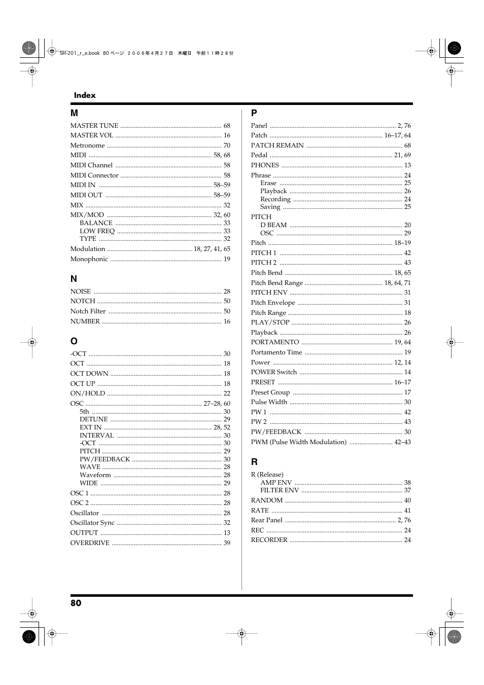 Roland SH-201 User Manual | Page 80 / 84