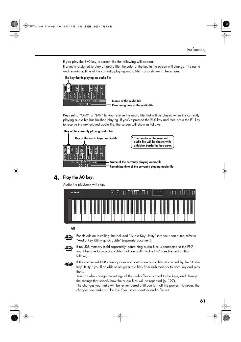 Play the a0 key | Roland FP-7 User Manual | Page 61 / 188
