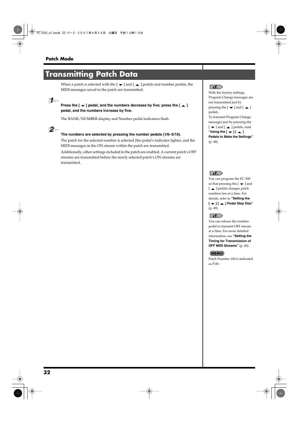 Transmitting patch data | Roland FC-300 User Manual | Page 32 / 72