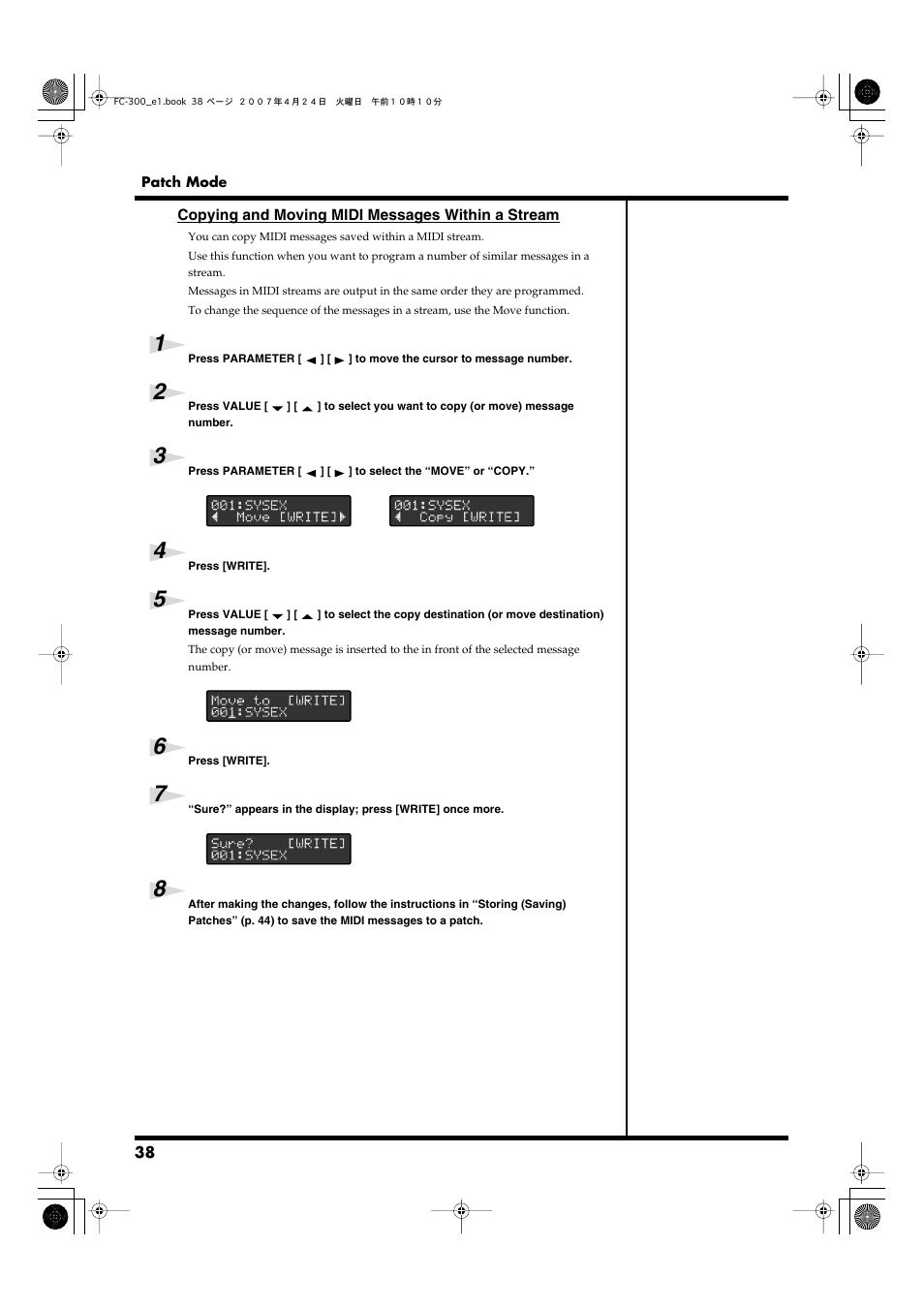 Roland FC-300 User Manual | Page 38 / 72