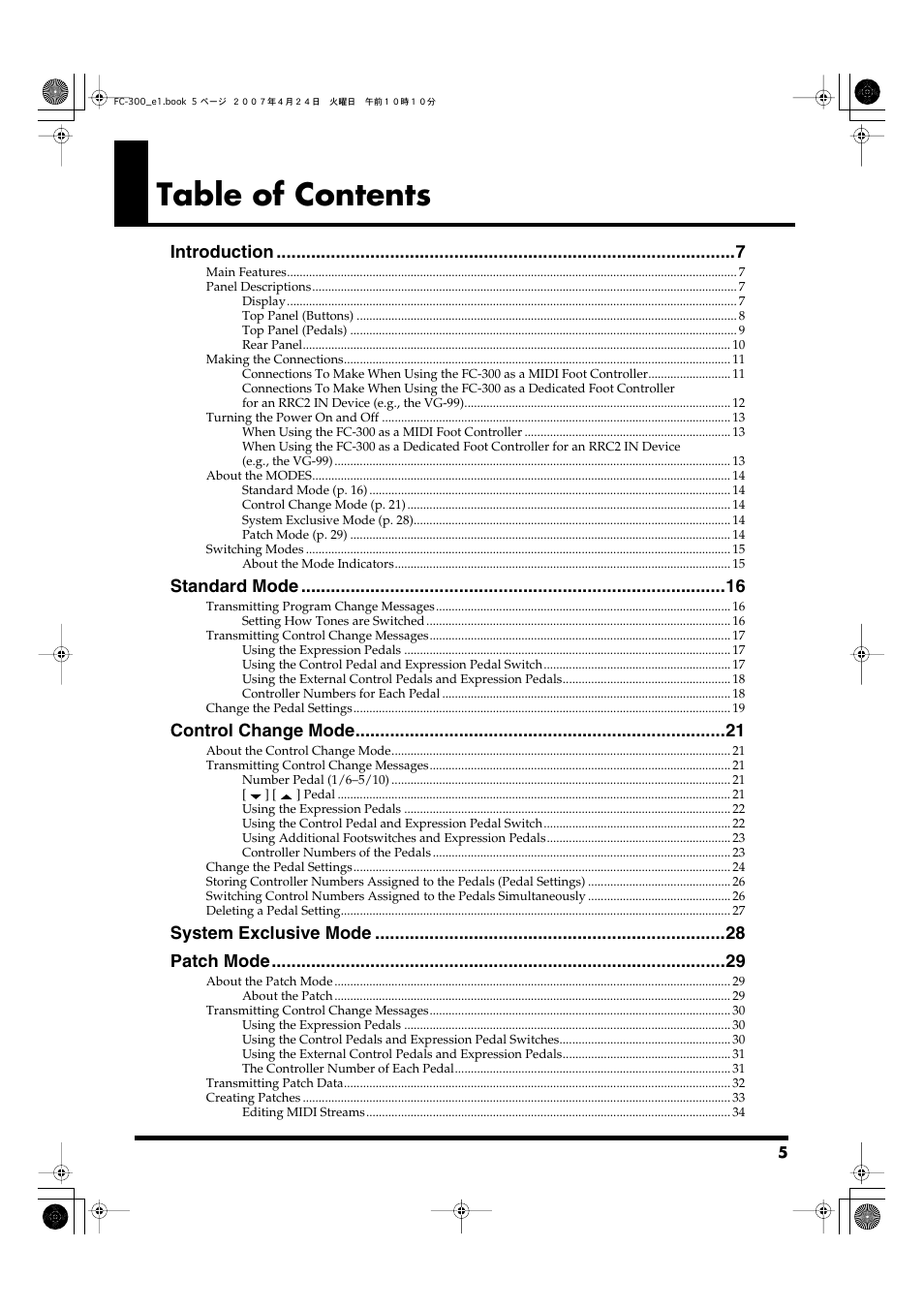 Roland FC-300 User Manual | Page 5 / 72