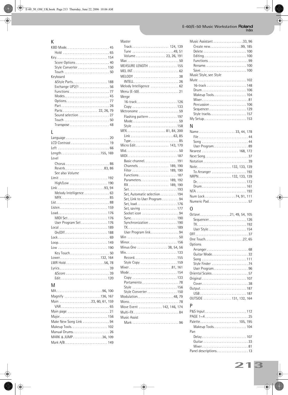Roland E-60 User Manual | Page 213 / 220