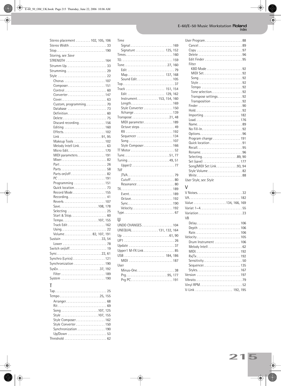 Roland E-60 User Manual | Page 215 / 220