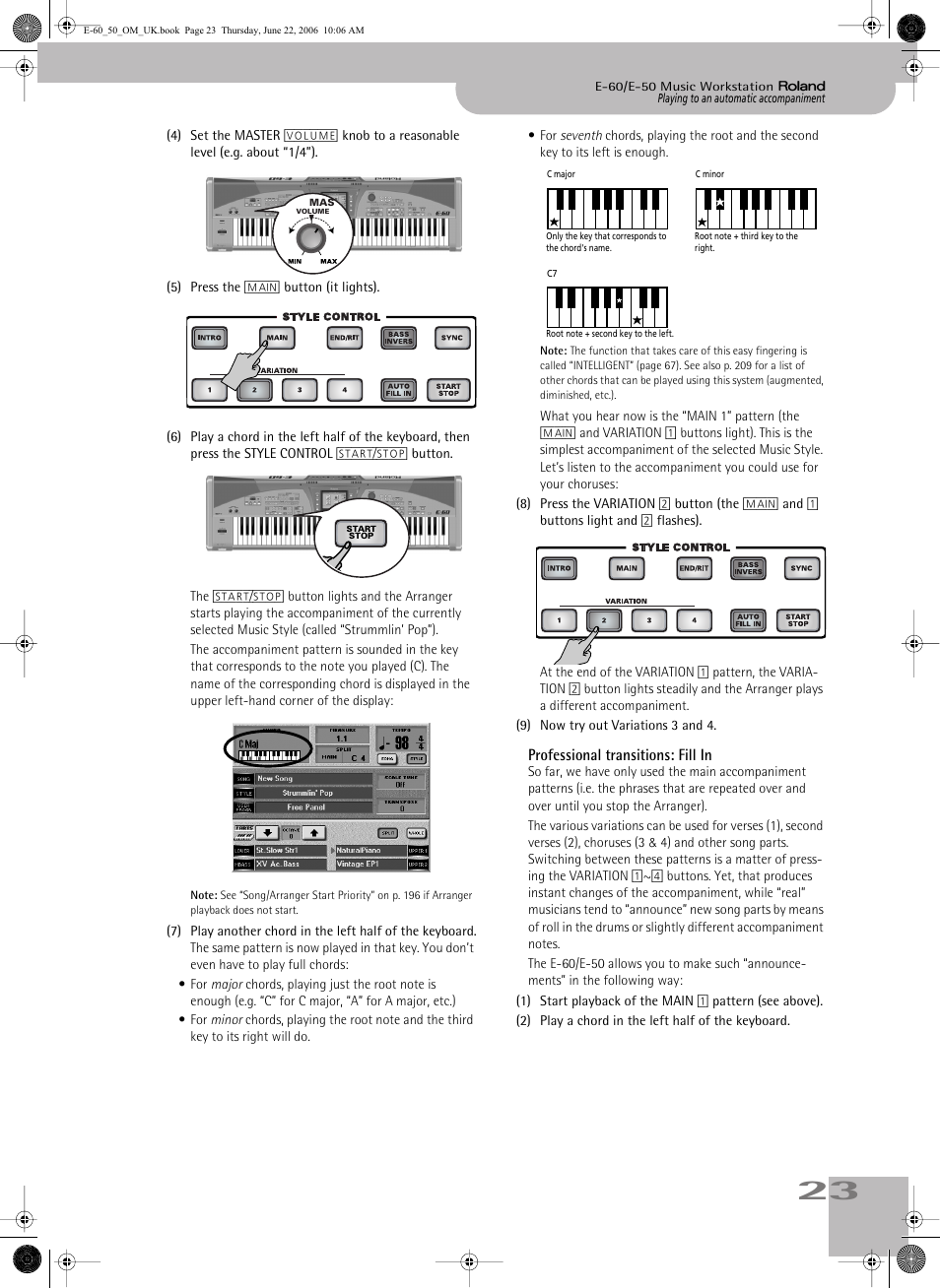 Professional transitions: fill in | Roland E-60 User Manual | Page 23 / 220