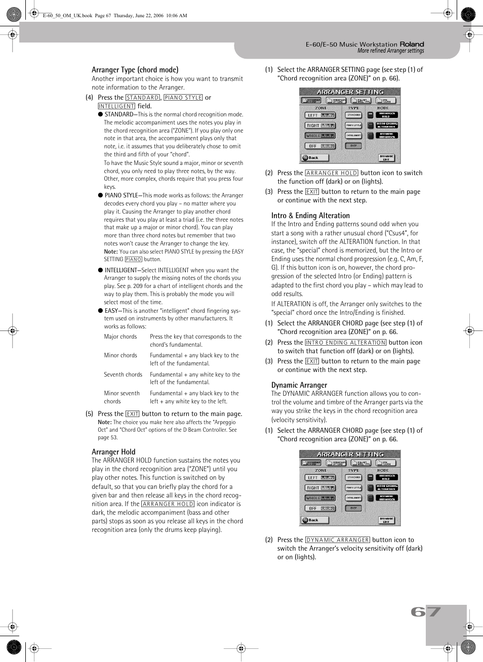 Function on and off. see p. 67, See p. 67) | Roland E-60 User Manual | Page 67 / 220