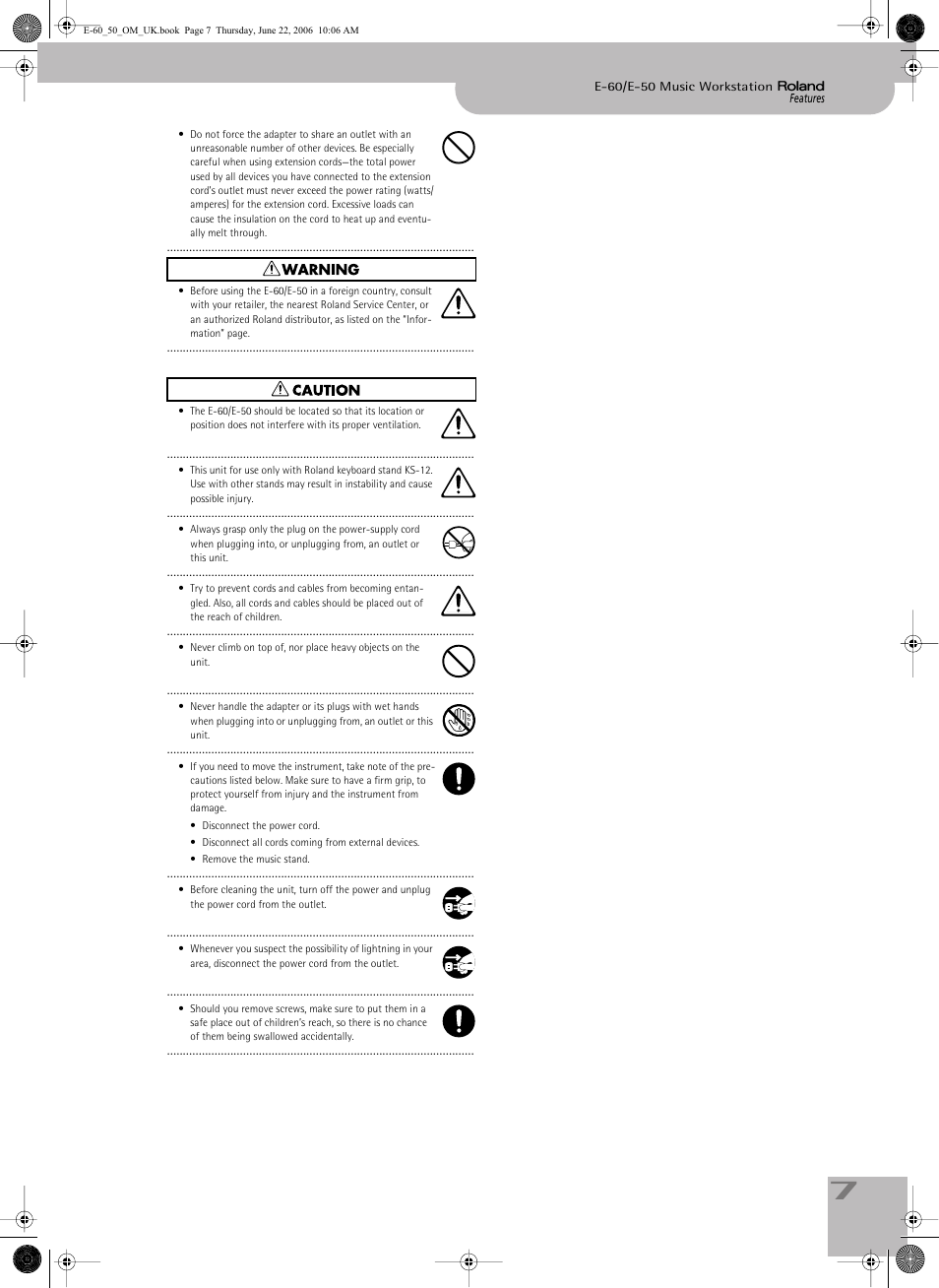 Roland E-60 User Manual | Page 7 / 220