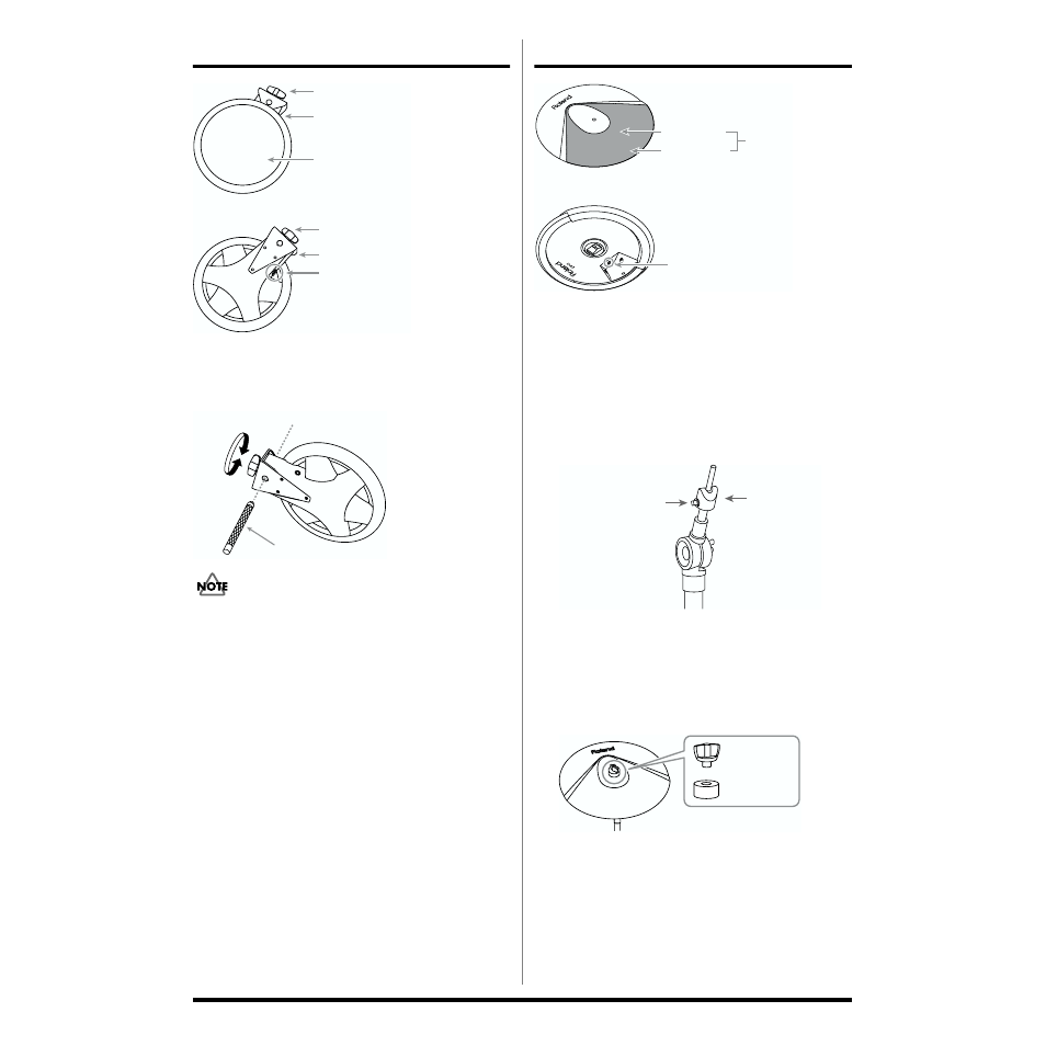 Pd-6 (pad), Attaching the pd-6 to a stand, Specifications | Cy-6 (cymbal pad), Attaching the cy-6 to a cymbal mount, Pd-6, Cy-6 | Roland TD-6K User Manual | Page 14 / 16