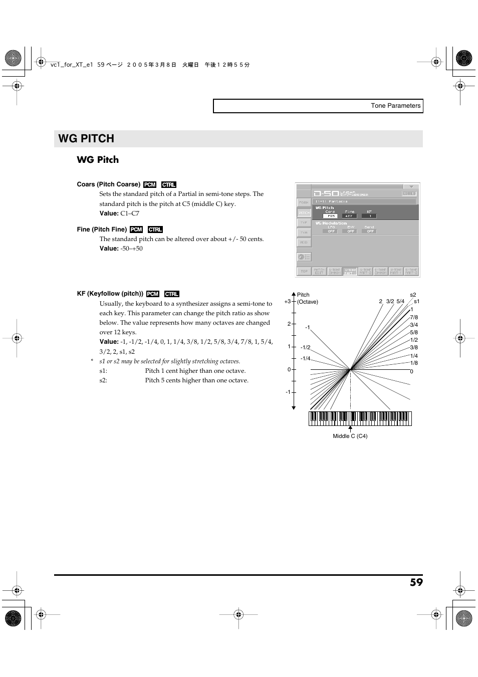 Wg pitch, Tone partial pitch (p. 59), P. 59) | Roland VC-1 D-50 User Manual | Page 59 / 100