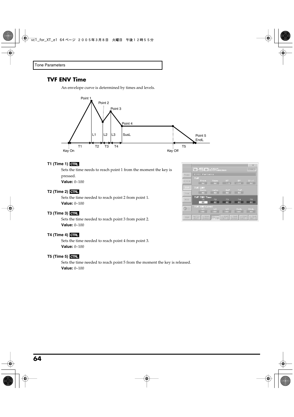 Tvf env time | Roland VC-1 D-50 User Manual | Page 64 / 100