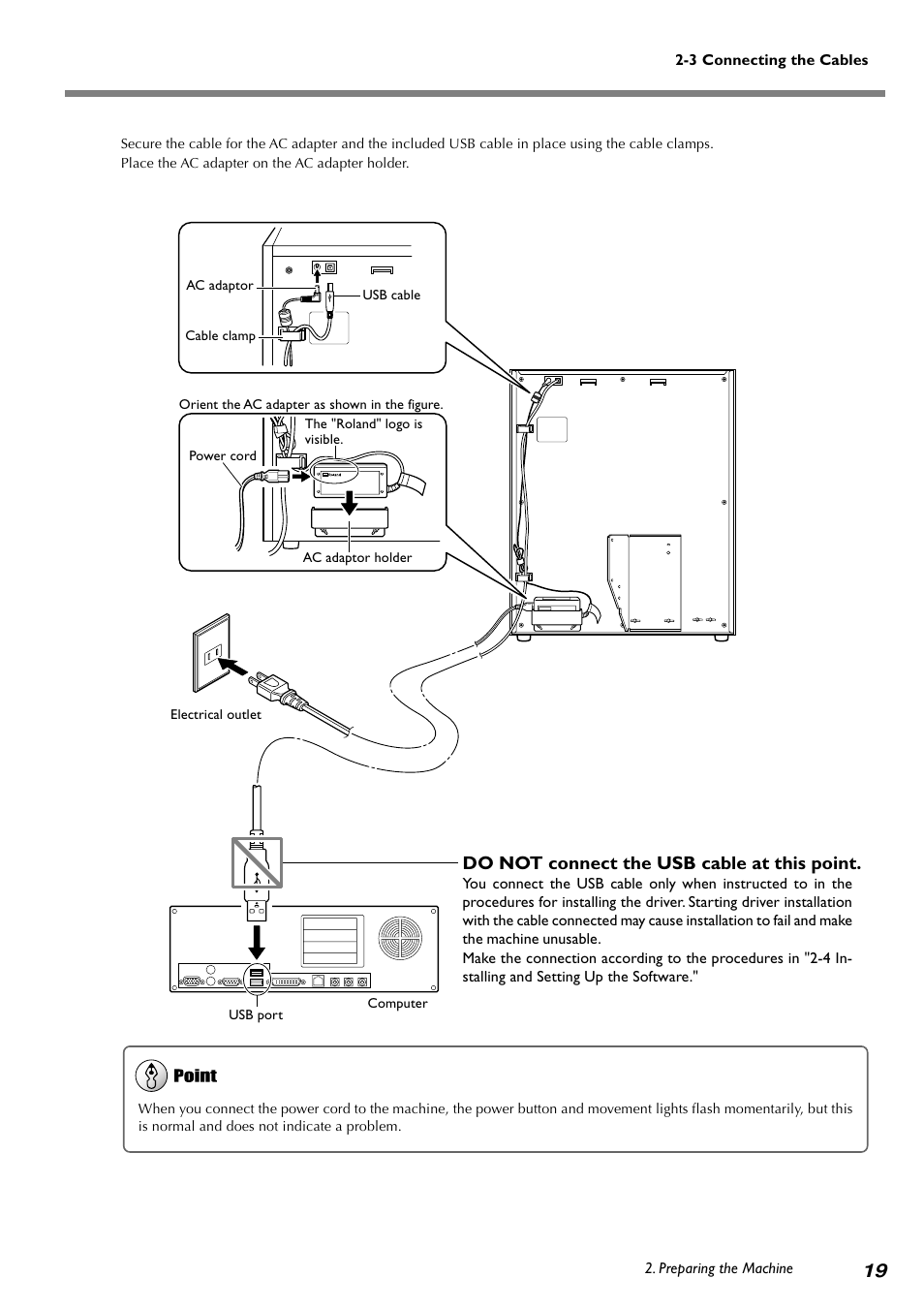 Do not connect the usb cable at this point | Roland PICZA LPX-60 User Manual | Page 21 / 68