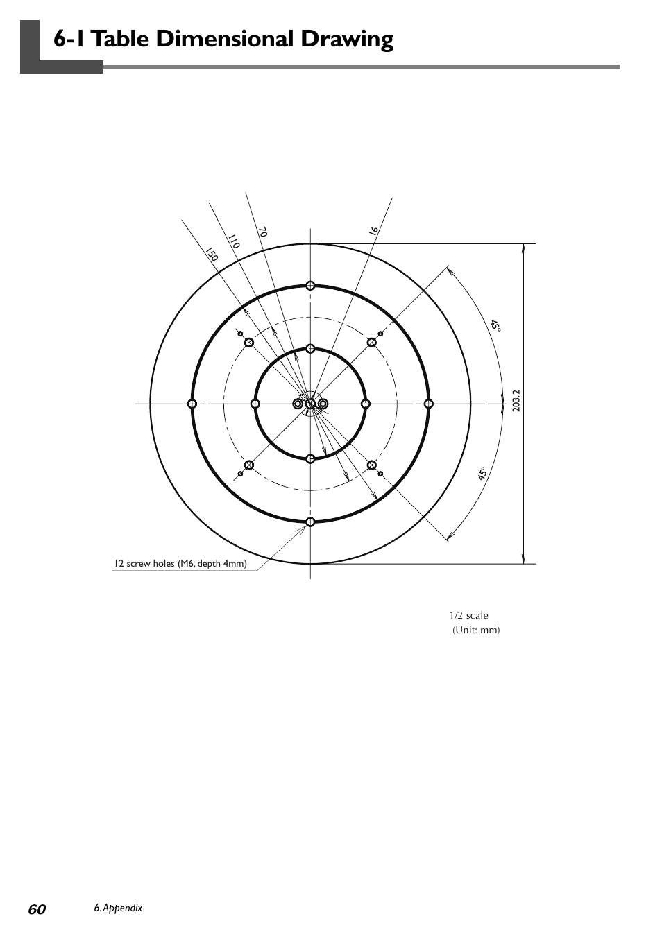 1 table dimensional drawing | Roland PICZA LPX-60 User Manual | Page 62 / 68