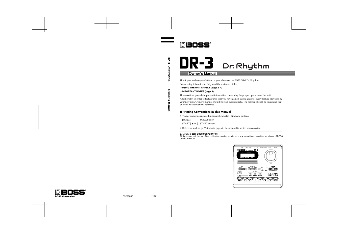 Owner’s manual | Roland DR-3 User Manual | Page 128 / 128