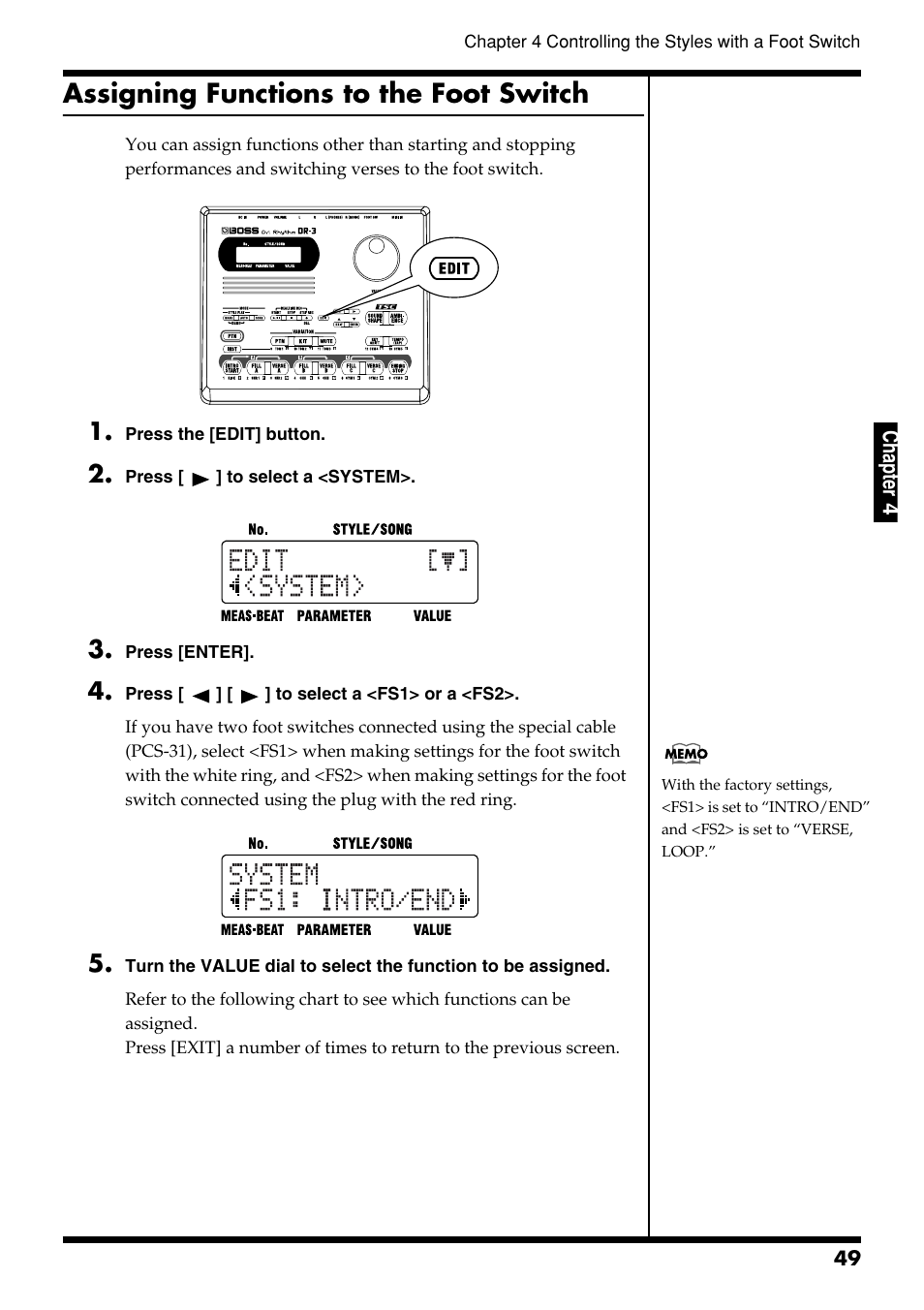 Assigning functions to the foot switch | Roland DR-3 User Manual | Page 49 / 128