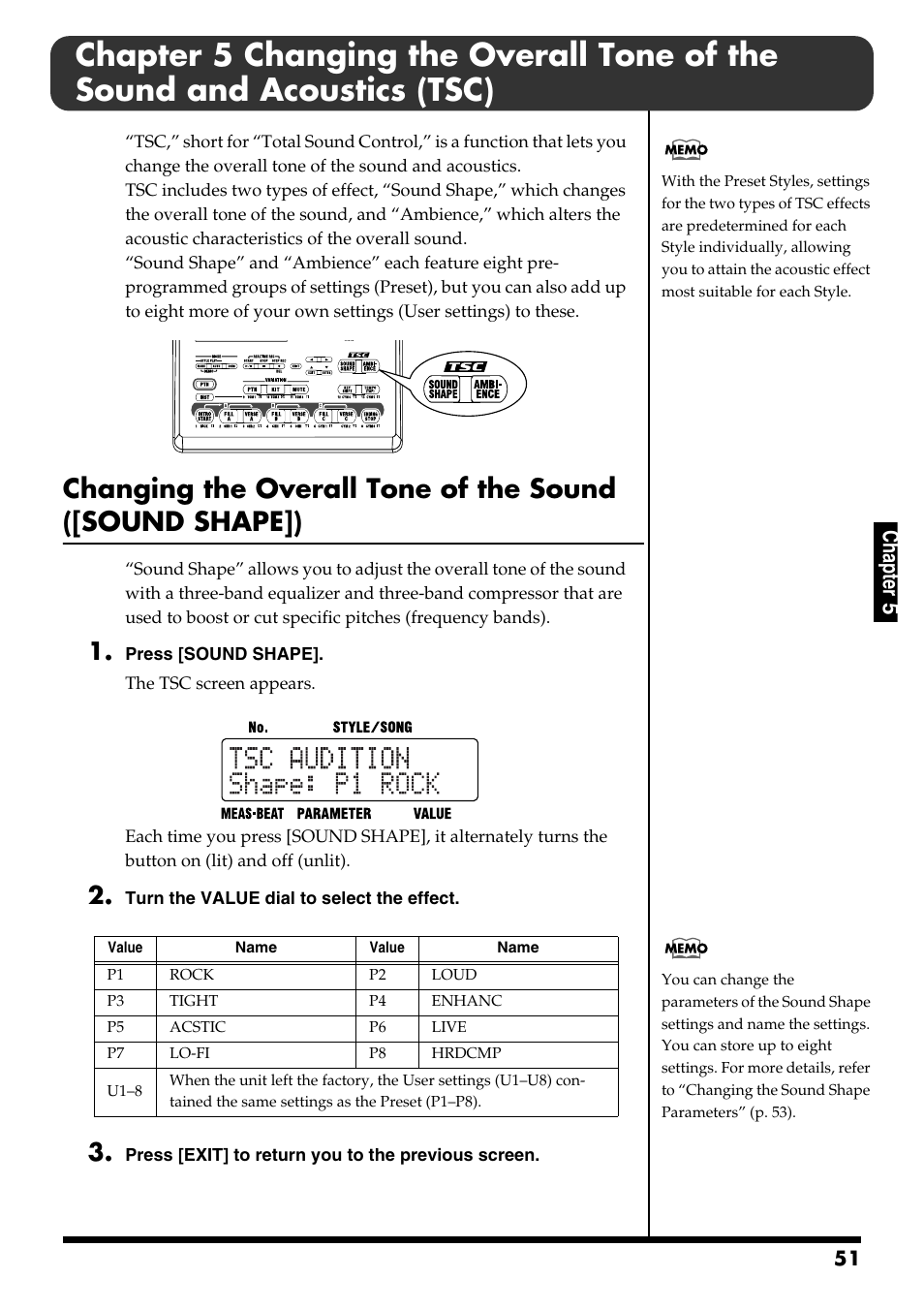 The tsc (p. 51) to change, if the, Ch ap ter 5 | Roland DR-3 User Manual | Page 51 / 128