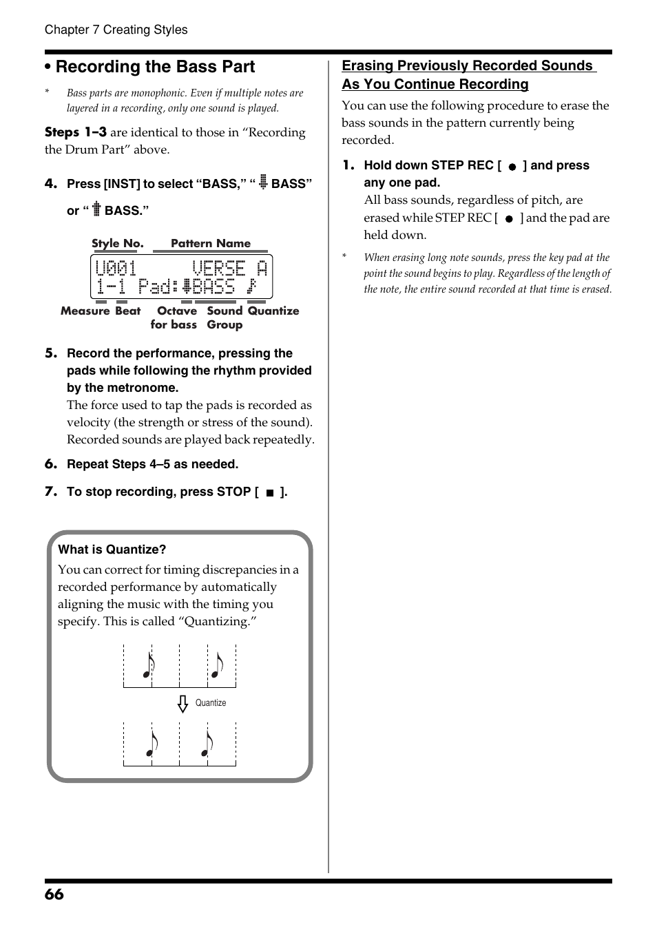 Recording the bass part | Roland DR-3 User Manual | Page 66 / 128