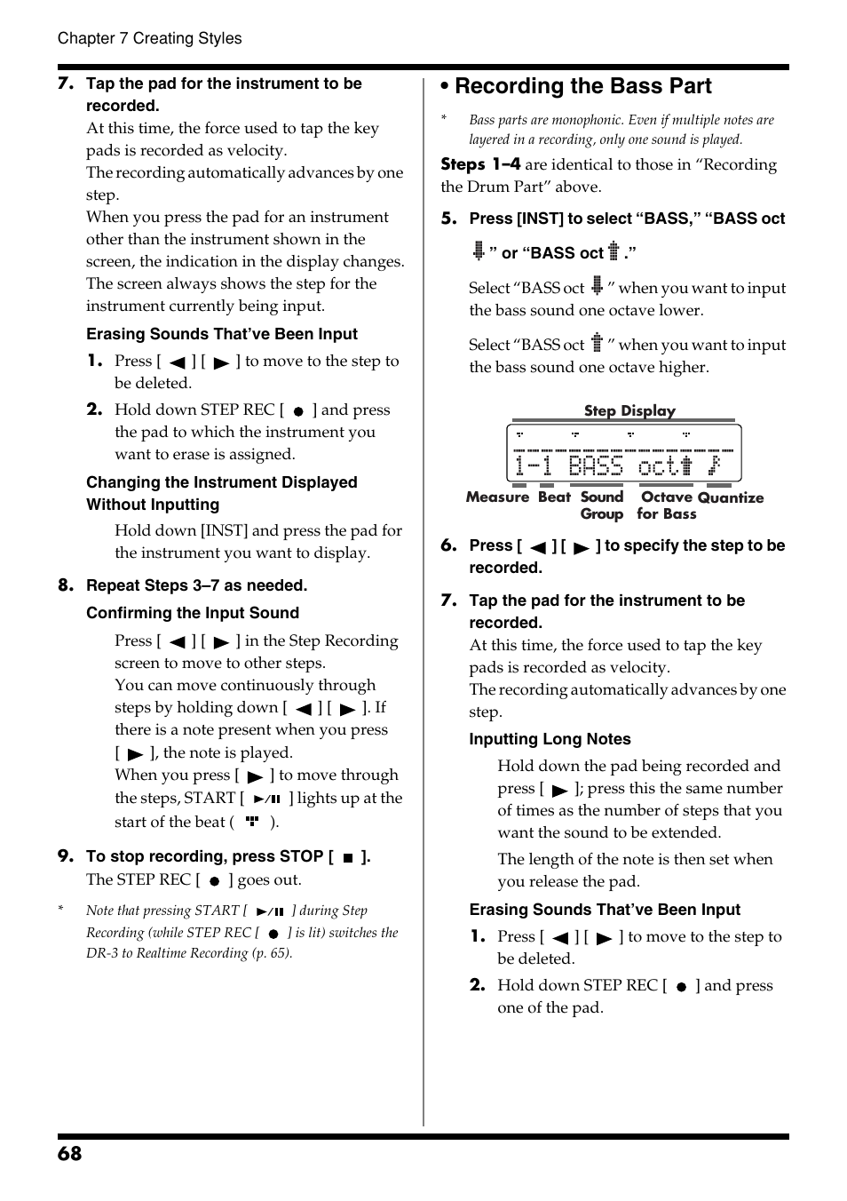 Recording the bass part | Roland DR-3 User Manual | Page 68 / 128