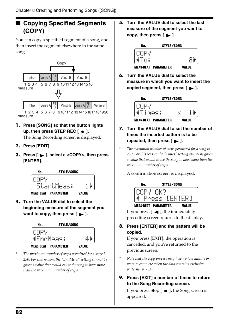 Copying specified segments (copy) | Roland DR-3 User Manual | Page 82 / 128
