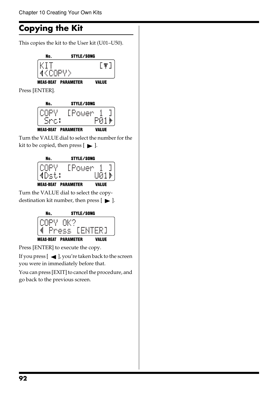 Copying the kit, P. 92 | Roland DR-3 User Manual | Page 92 / 128