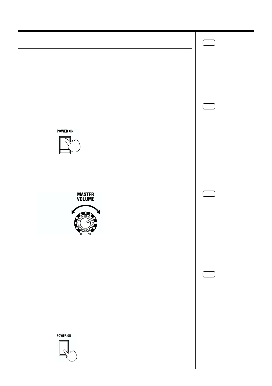 Turning the power on, Turning off the power, Adjust the overall volume (p. 19) | Turn the power on/off (p. 19), Turning the power on 1 | Roland VK-8 User Manual | Page 19 / 84