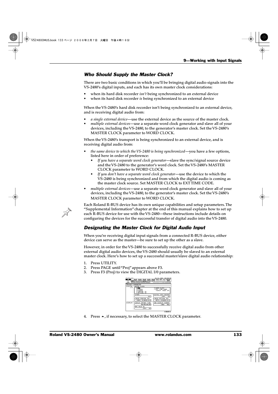 Who should supply the master clock | Roland VS-2480 User Manual | Page 133 / 452