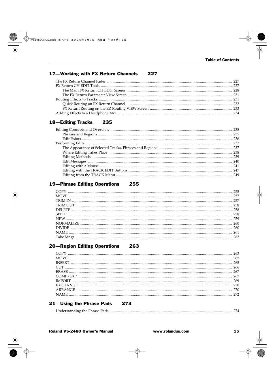 Roland VS-2480 User Manual | Page 15 / 452