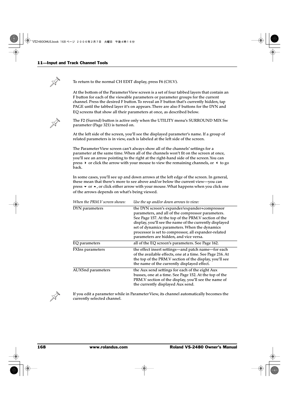 Roland VS-2480 User Manual | Page 168 / 452