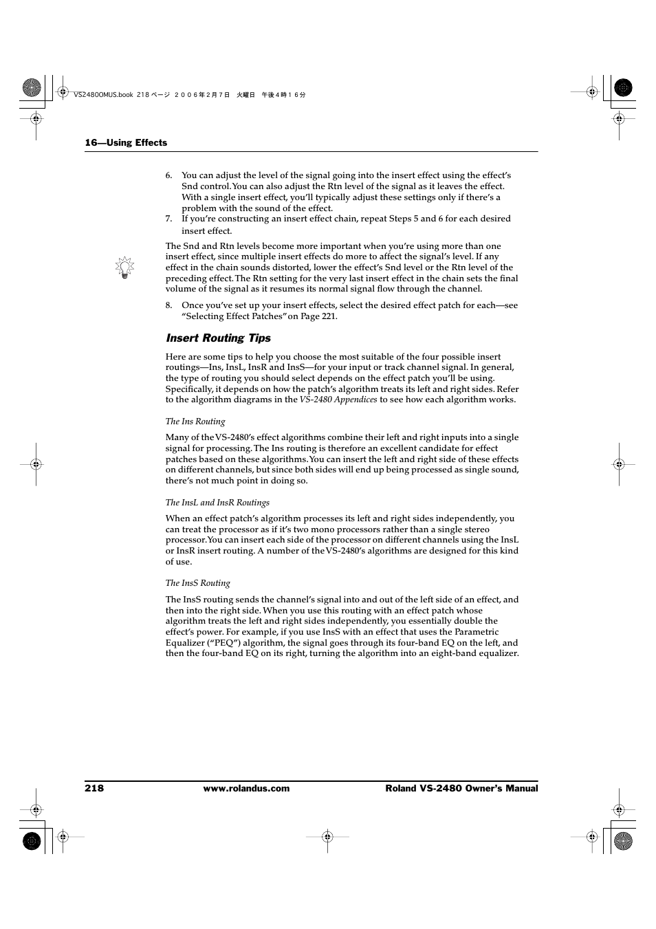 Insert routing tips | Roland VS-2480 User Manual | Page 218 / 452