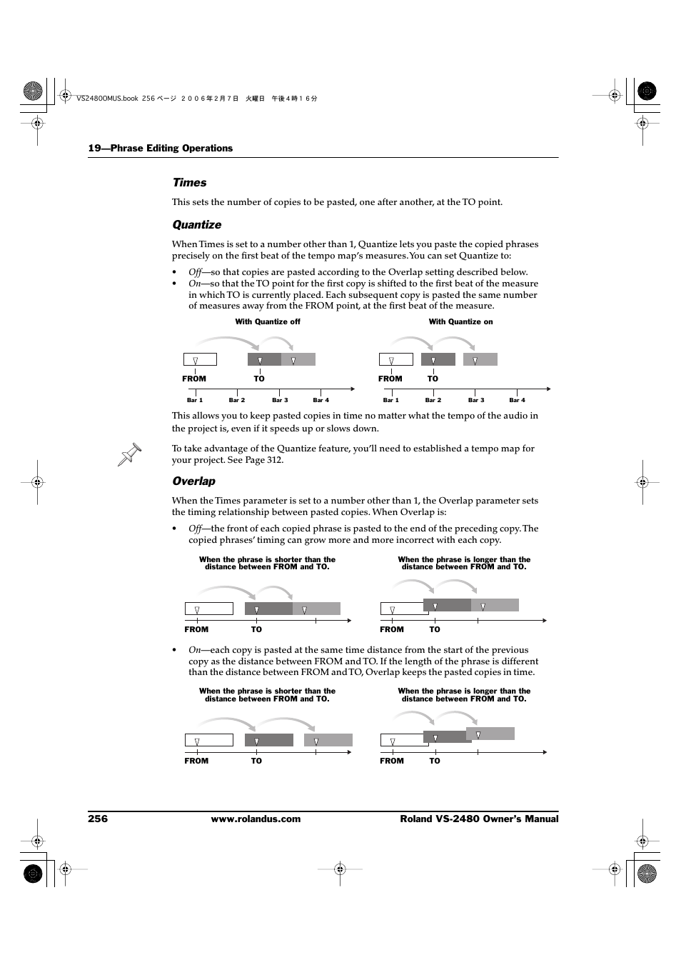 Times, Quantize, Overlap | Roland VS-2480 User Manual | Page 256 / 452
