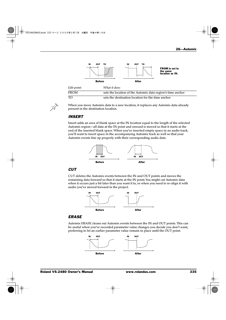 Insert, Erase | Roland VS-2480 User Manual | Page 335 / 452