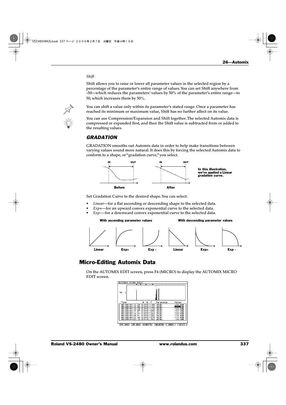 Gradation, Micro-editing automix data | Roland VS-2480 User Manual | Page 337 / 452