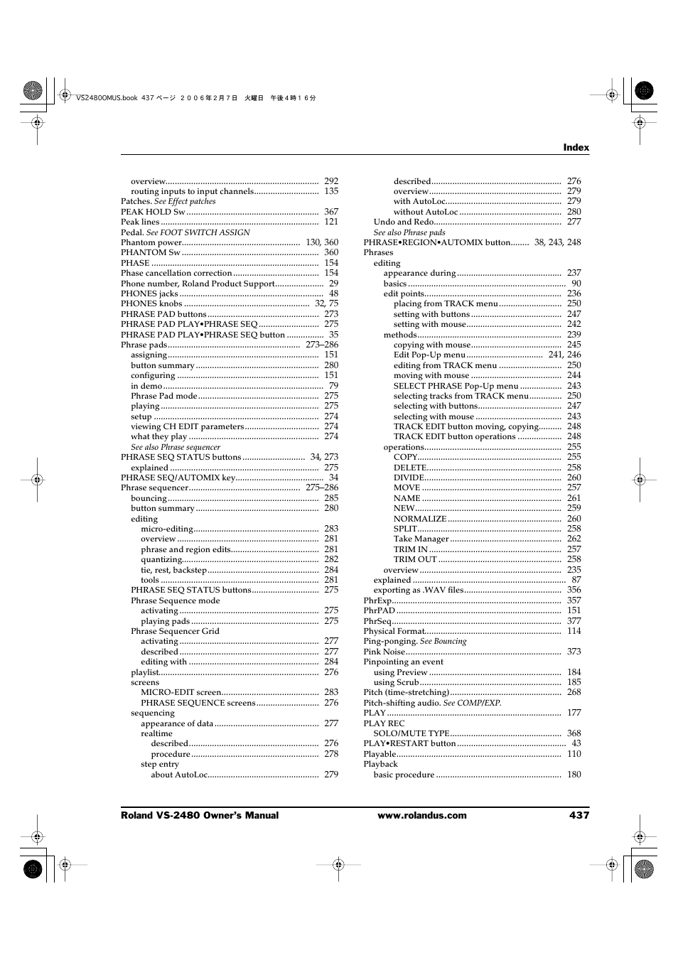 Roland VS-2480 User Manual | Page 437 / 452