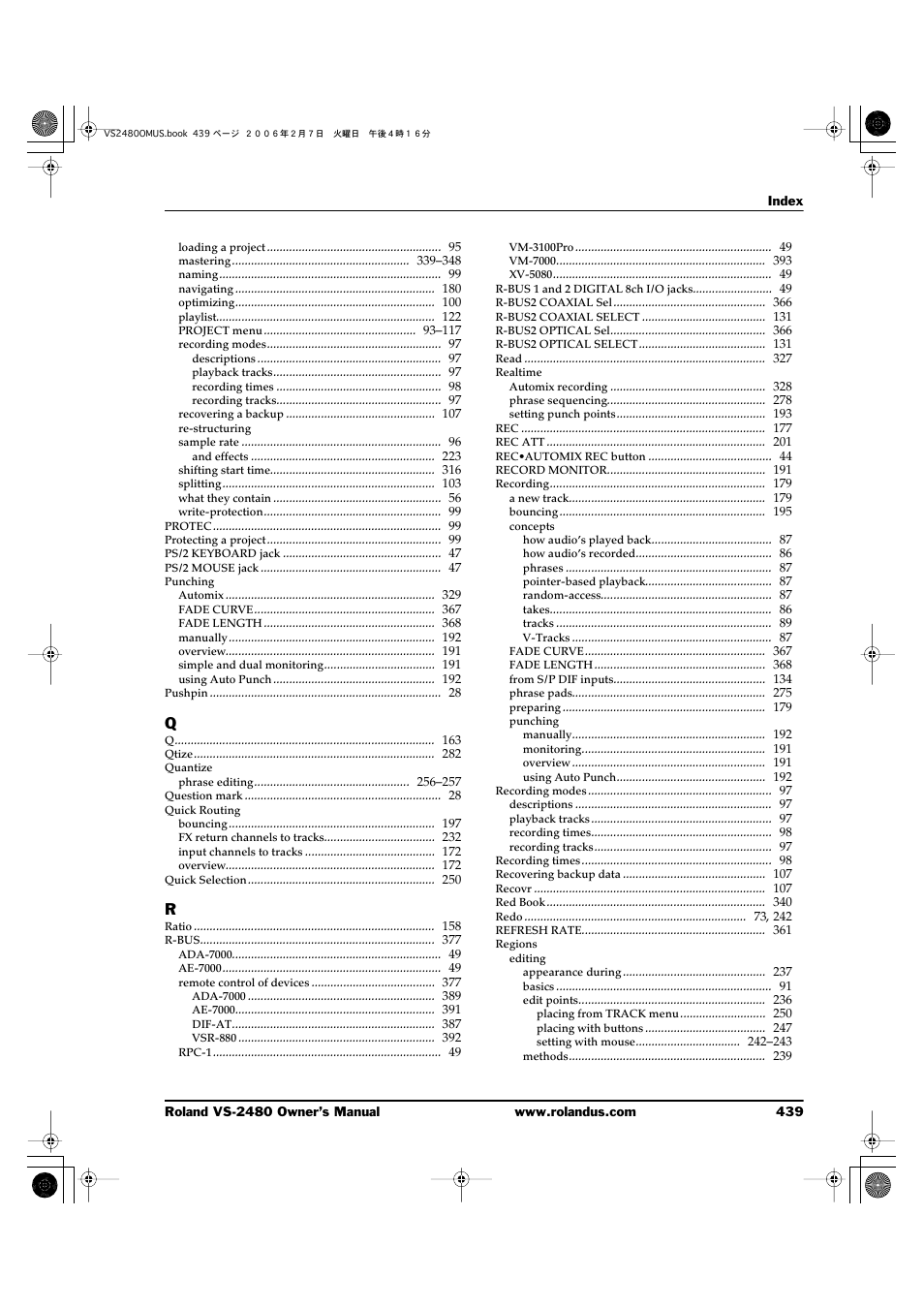 Roland VS-2480 User Manual | Page 439 / 452