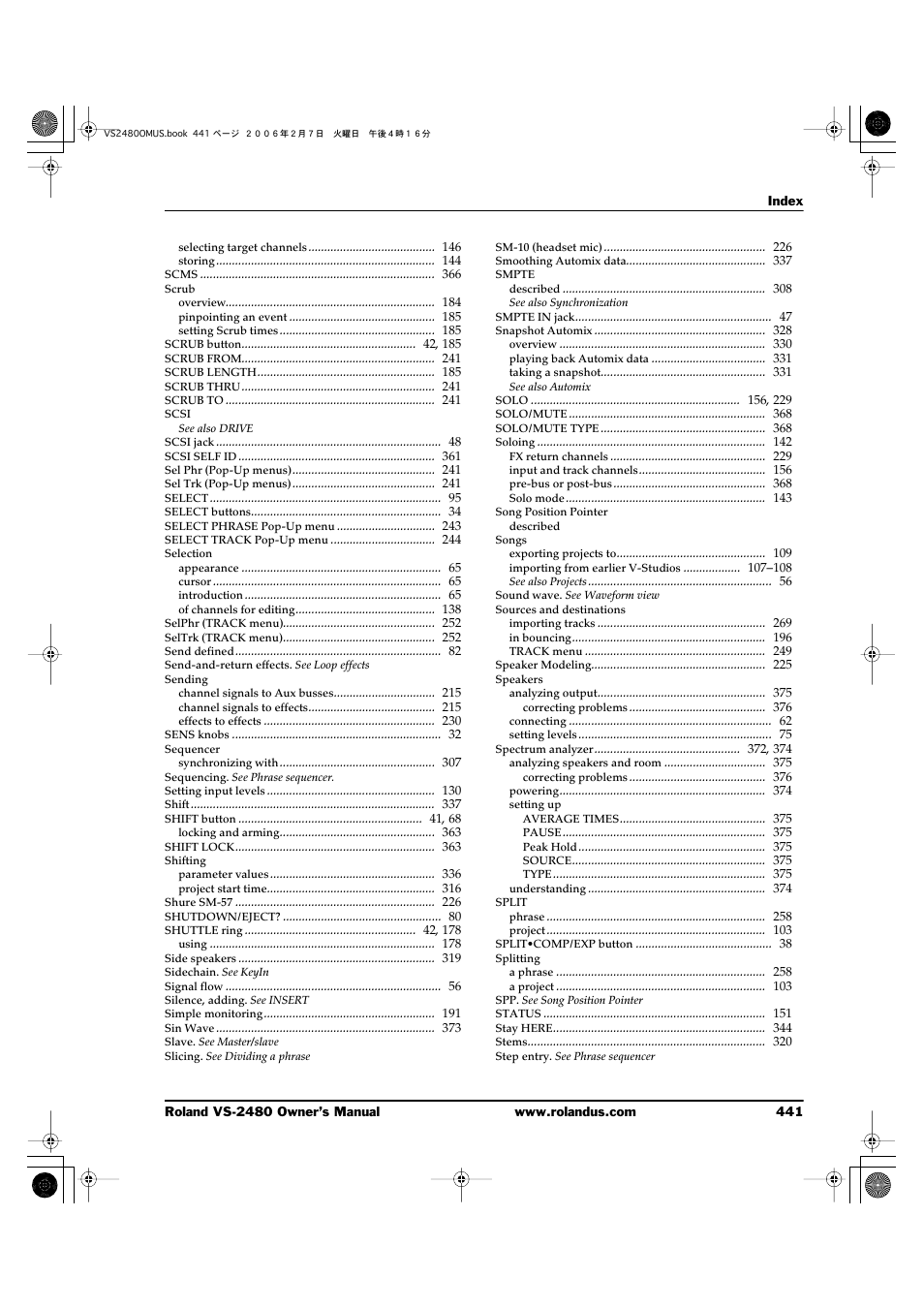 Roland VS-2480 User Manual | Page 441 / 452