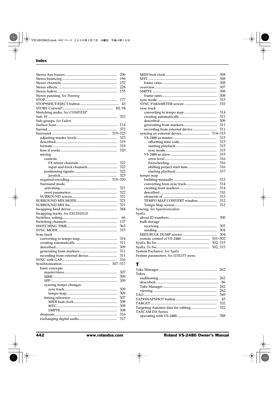 Roland VS-2480 User Manual | Page 442 / 452