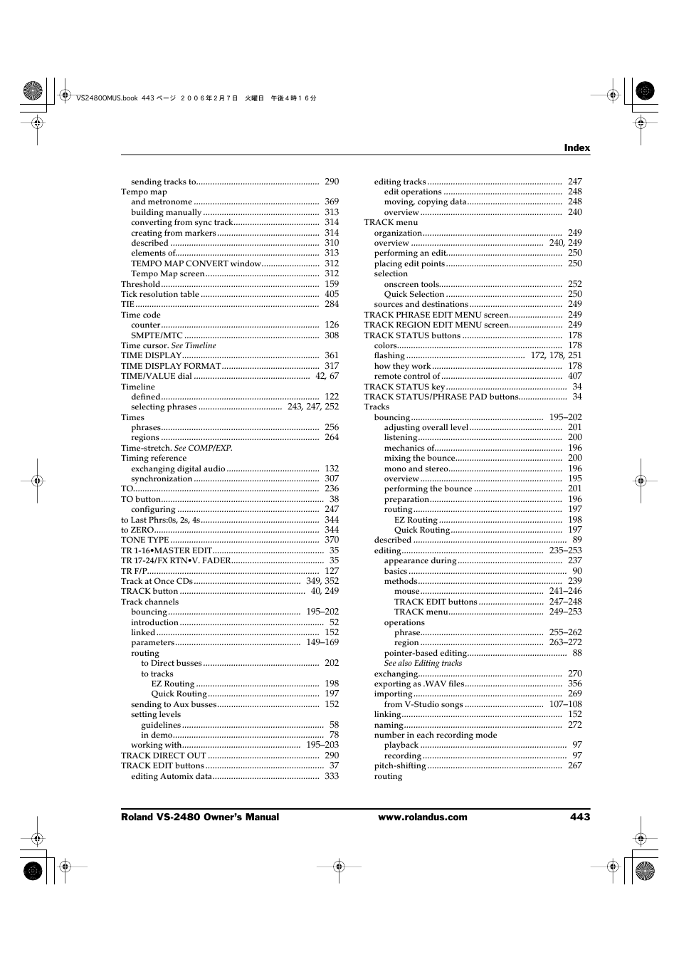 Roland VS-2480 User Manual | Page 443 / 452